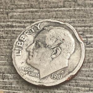 Vintage 1981 P Roosevelt Dime Planchard Error USA Coin